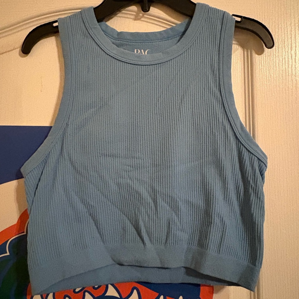 Women's Blue Ribbed Tank Top